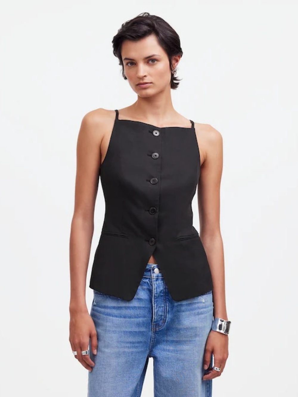 Madewell Square-Neck Vest in Drapey Twill